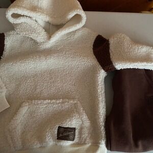 Frye NWT Set Boys Outfit Sherpa Hoodie Brown Pants Size 3T Joggers Gift